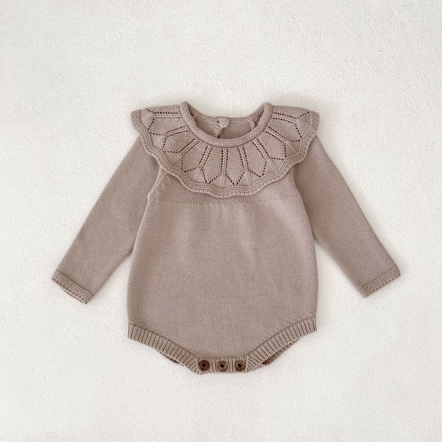 -ラッフルレースニット襟長袖ロンパース【mh0011077】 - mamahalo shop - 長袖ロンパース -  べビー服 - 子供服 - 男の子 - 女の子