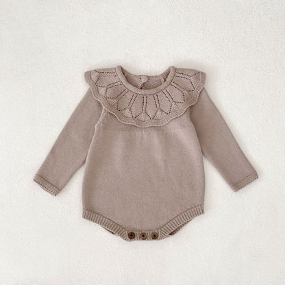 -ラッフルレースニット襟長袖ロンパース【mh0011077】 - mamahalo shop - 長袖ロンパース -  べビー服 - 子供服 - 男の子 - 女の子