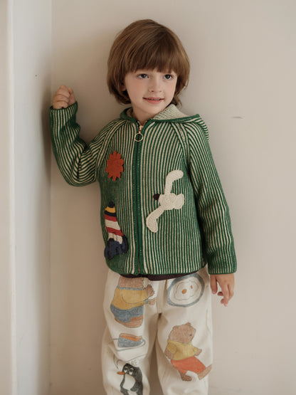 ニットカーディガン アップリケ フード付き キッズ【mh0011558】