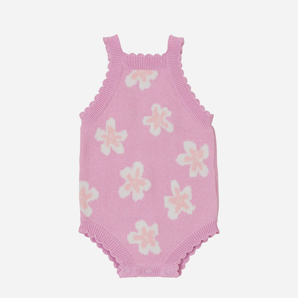 ノースリーブニットロンパース 花柄 ジャカードニット ボディスーツ ヘアバンド【mh0011857】