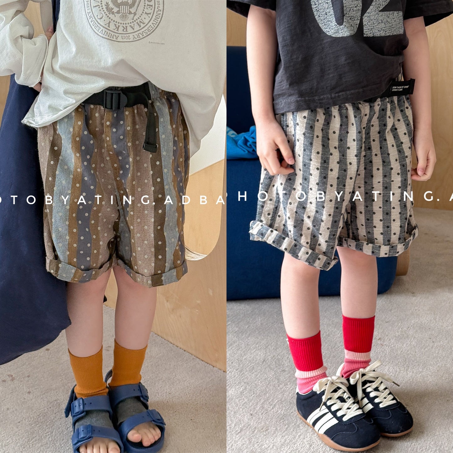 Belted Striped Shorts ストライプ ハーフパンツ【mh0013226】