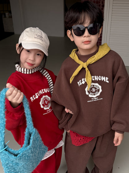 セットアップ キッズ 裏起毛 ロゴ 厚手 スウェット カジュアル ルーズフィット【mh0011670】