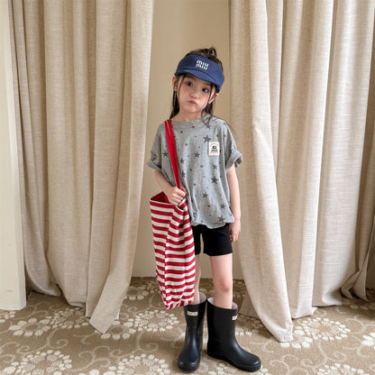 Star Print Crew Neck Short Sleeve T-Shirt [mh0013227]