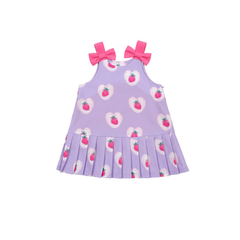 -いちごプリント長袖トップス/フリルレギンス/フリルワンピース/ノースリーブプリーツワンピース【mh0010988】 - mamahalo shop - ノースリーブワンピース -  べビー服 - 子供服 - 男の子 - 女の子