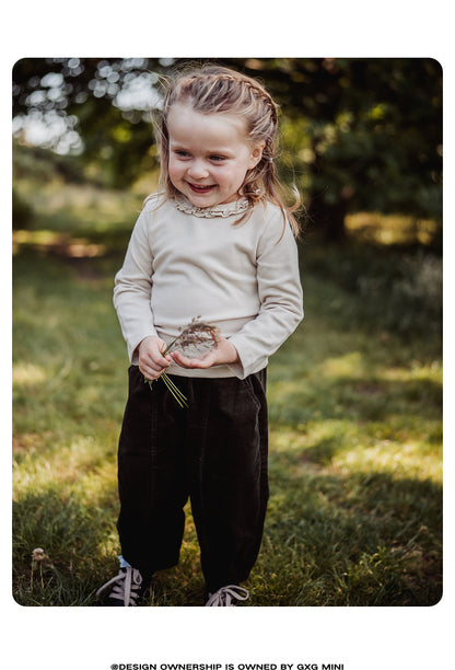 -長袖Tシャツ フリル襟 丸首 無地 カットソー ブラウス風【mh0011311】 - mamahalo shop - 長袖Tシャツ -  べビー服 - 子供服 - 男の子 - 女の子