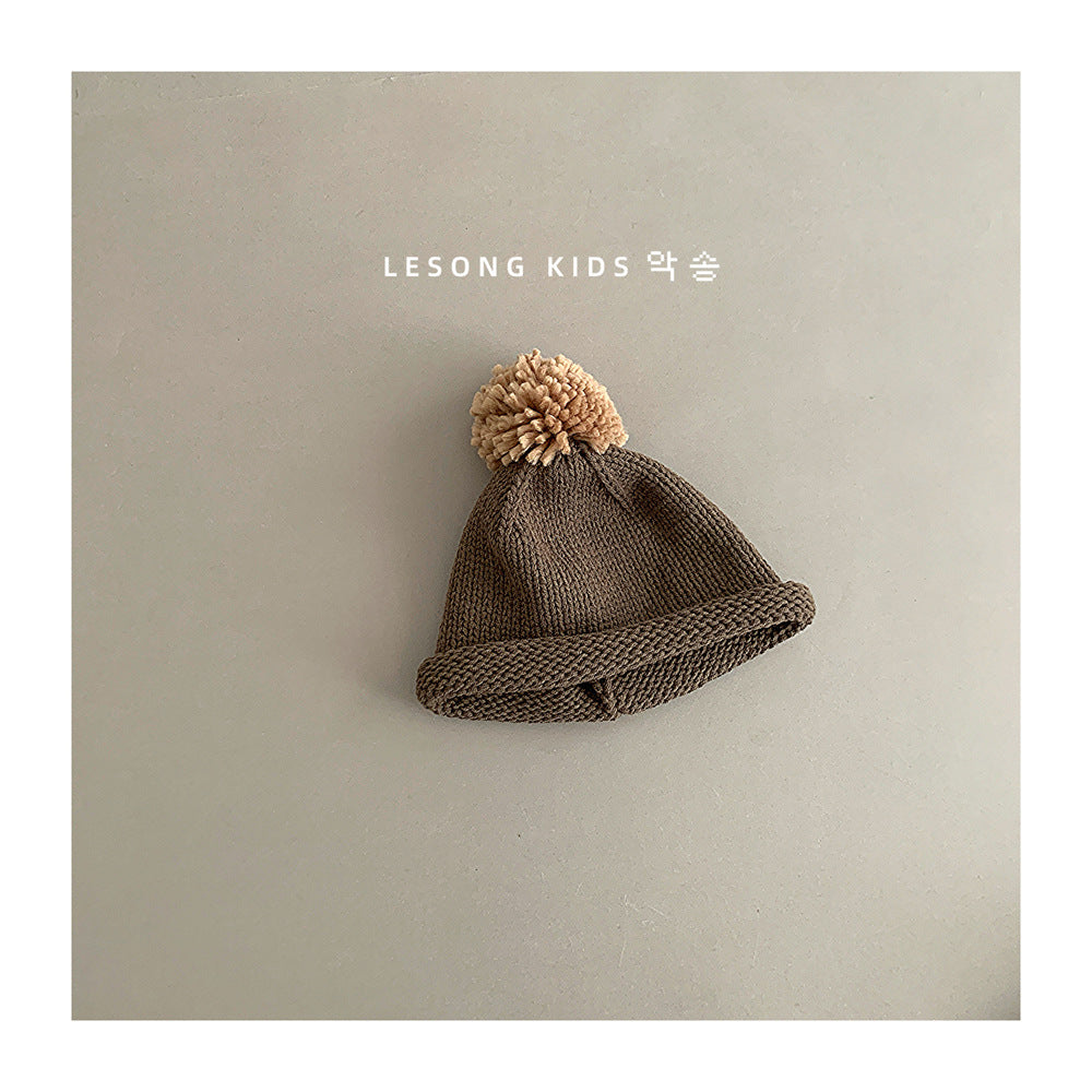 キッズ帽子 ニット ぽんぽん ロールブリム ニットキャップ【mh0011806】