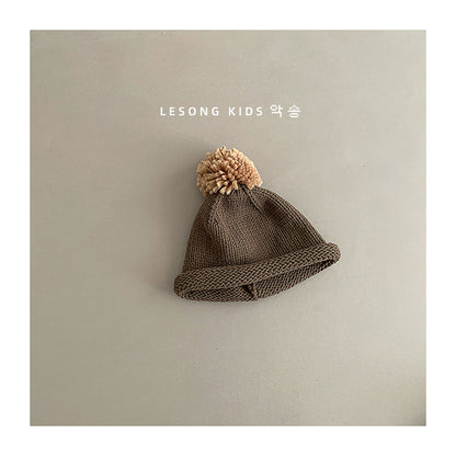 キッズ帽子 ニット ぽんぽん ロールブリム ニットキャップ【mh0011806】