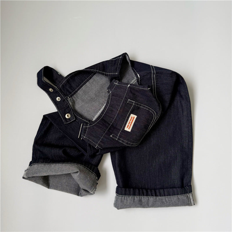 Denim Stitched Long Overalls デニム サロペットロングパンツ【mh0013650】