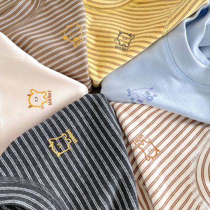 キッズ ボーダー ワンポイント刺繍 長袖Tシャツ / イージー ロングパンツ【mh0014771】
