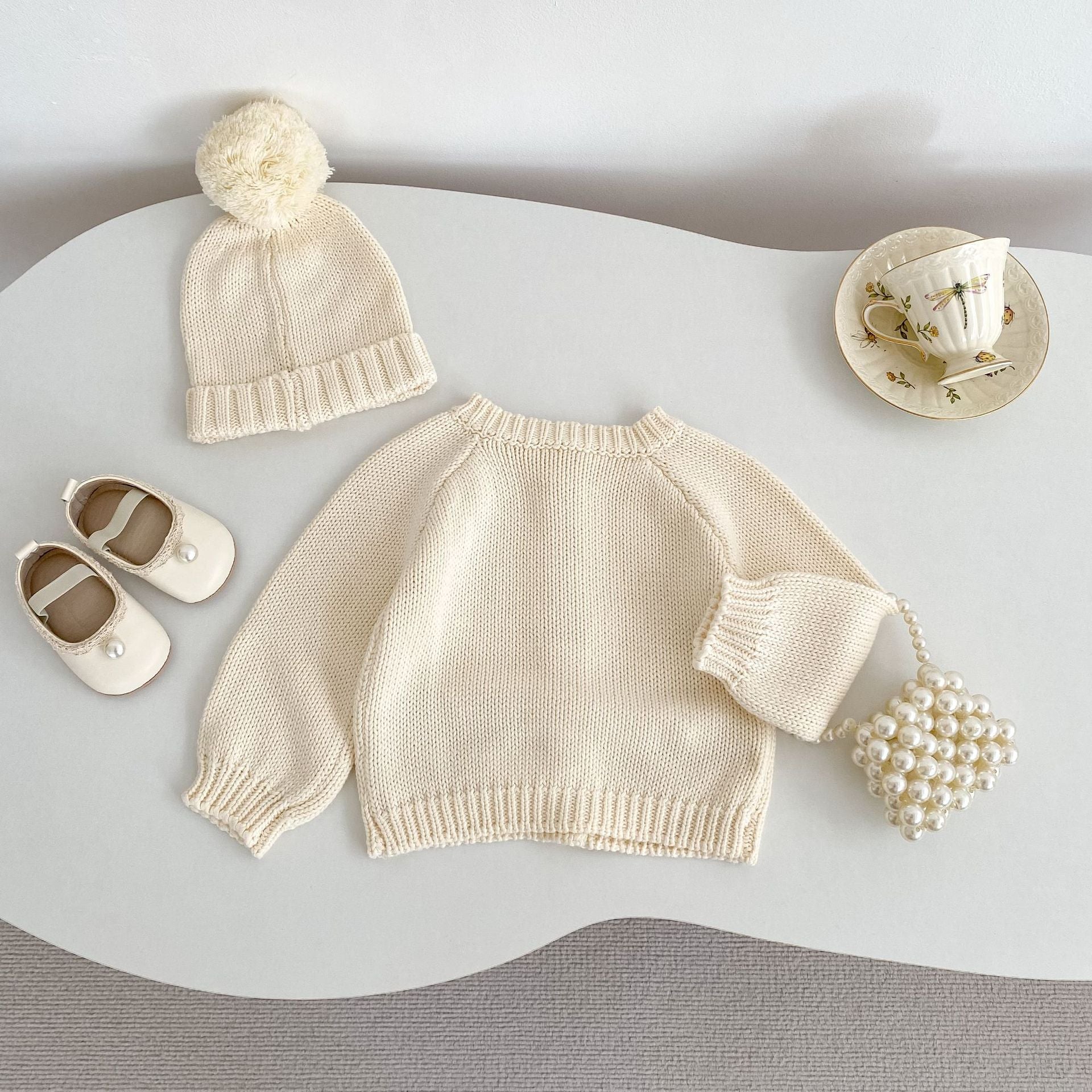 -ハートポケットニットカーディガン/ニット帽【mh0010845】 - mamahalo shop - カーディガン・パーカー -  べビー服 - 子供服 - 男の子 - 女の子