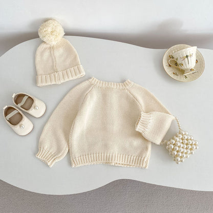 -ハートポケットニットカーディガン/ニット帽【mh0010845】 - mamahalo shop - カーディガン・パーカー -  べビー服 - 子供服 - 男の子 - 女の子