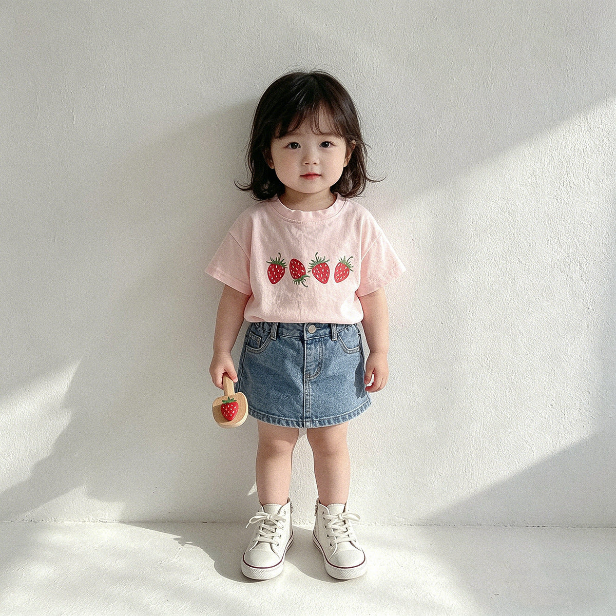 Strawberry Print Crewneck Tee ストロベリー 半袖Tシャツ【mh0013612】