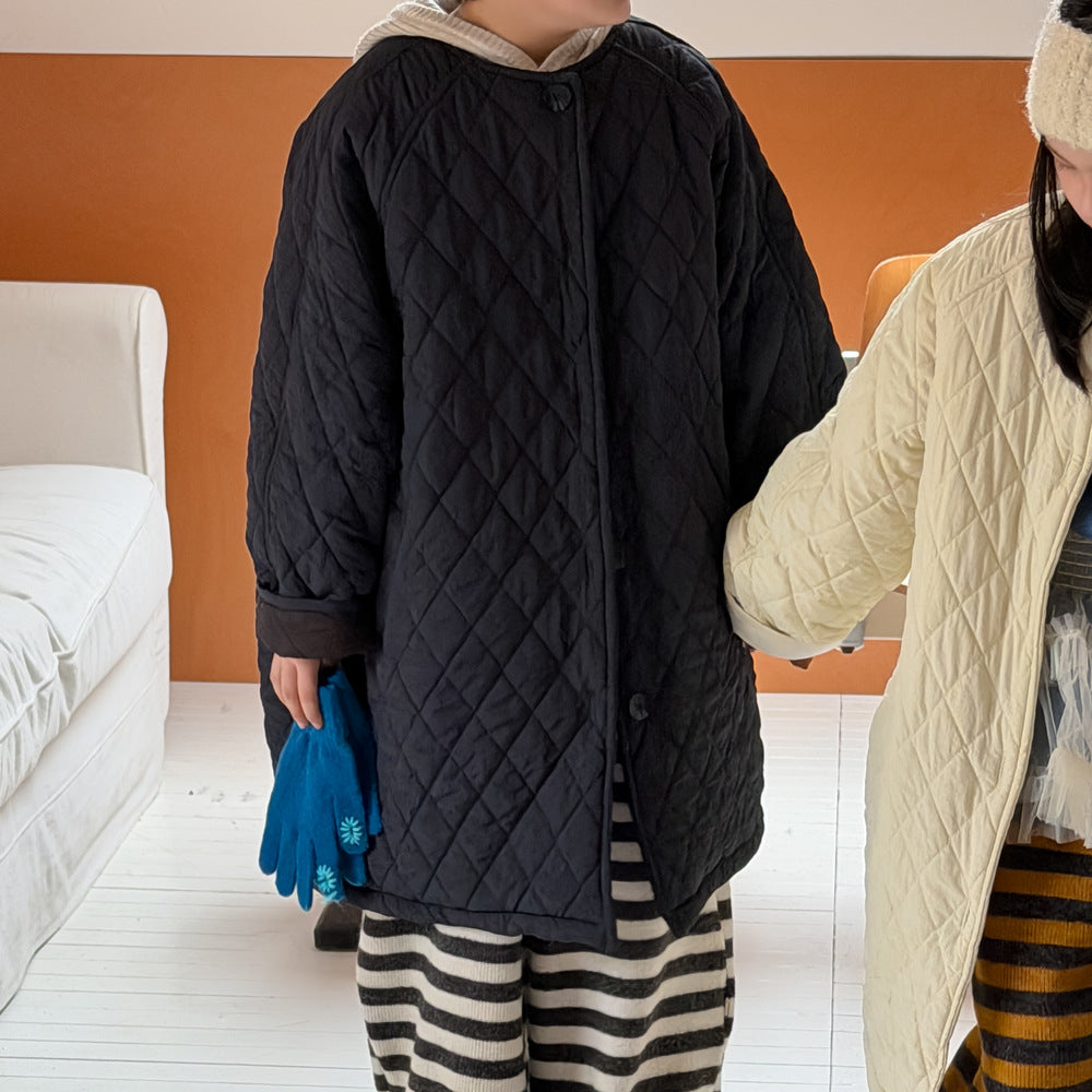 ミドル丈キルトコート キルティング ノーカラー アウター【mh0011878】