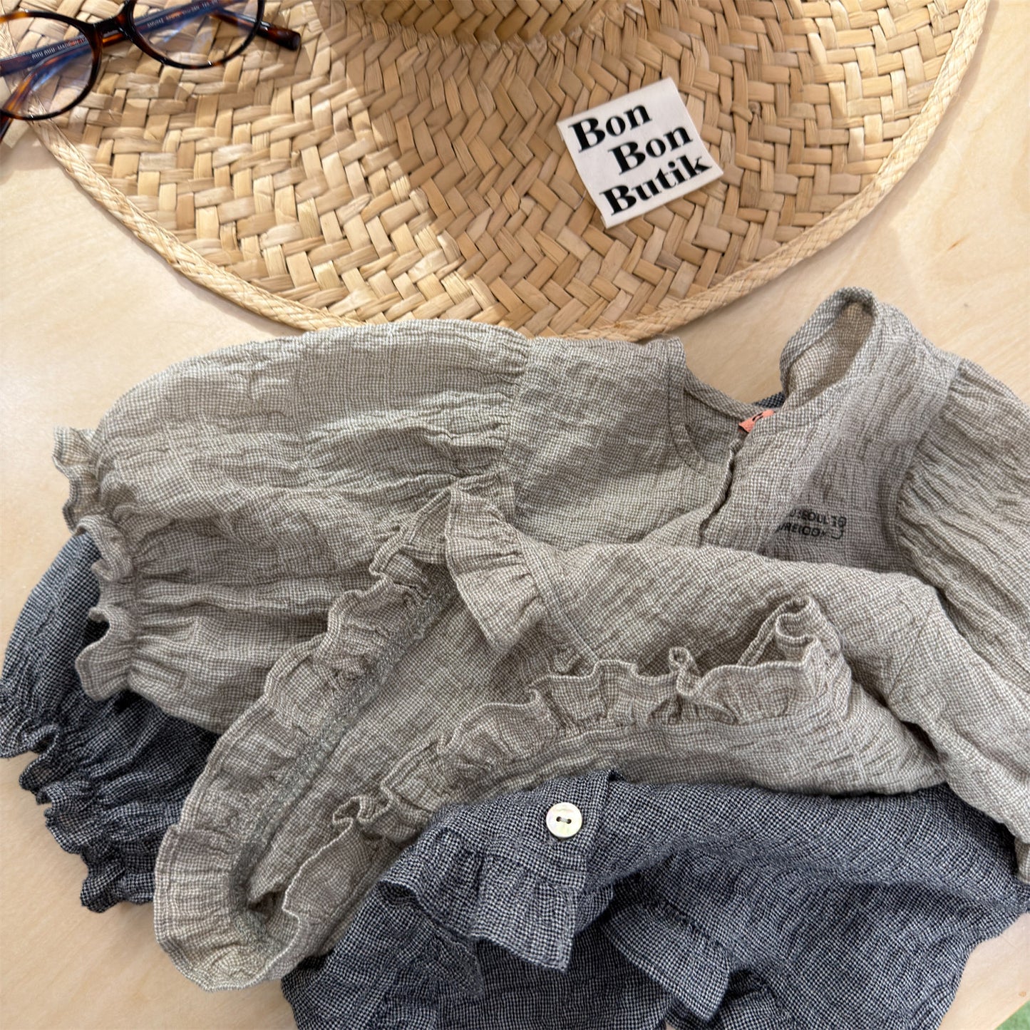 Linen Puff Sleeve Blouse ラッフル 半袖ブラウス【mh0013230】