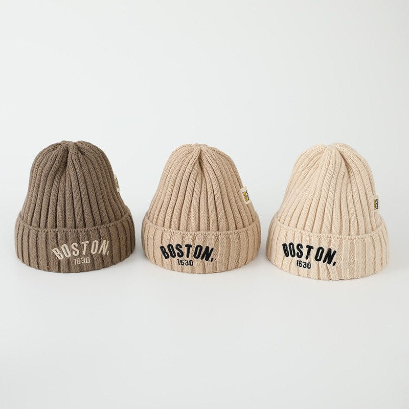 Gorro para niños, gorro de punto, gorro de punto, bordado de logotipo de letras, gorro de reloj, 5 colores