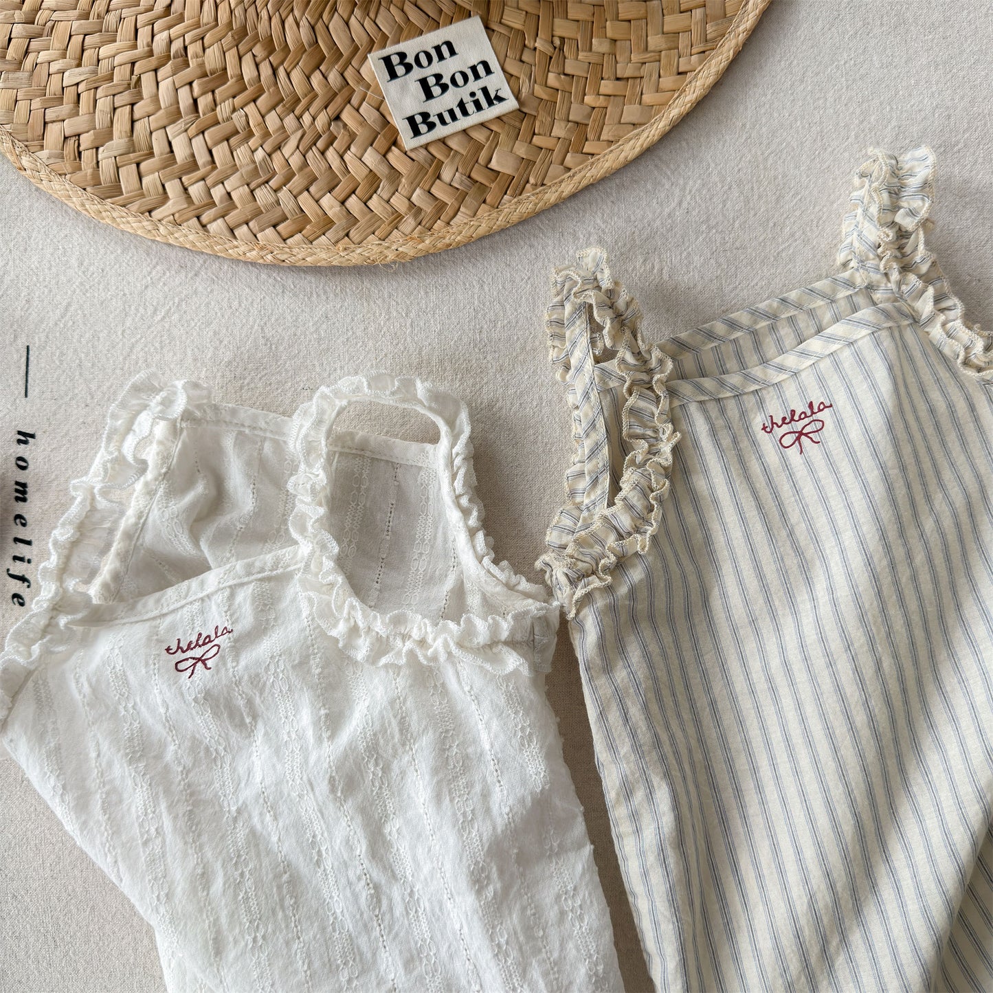 Sleeveless Lace Ruffle Camisole ストライプ キャミソール【mh0013453】