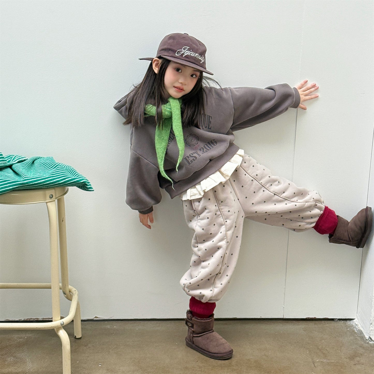 裏ボアスウェットパンツ 星スタープリント 暖パン ジャージ【mh0011907】