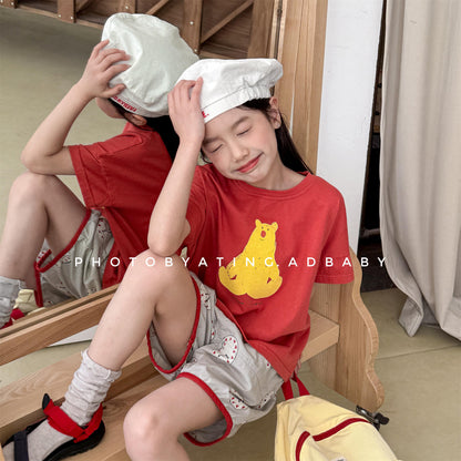 Boiled Egg Bear Graphic T-Shirt コットン クルーネック Tシャツ【mh0012652】