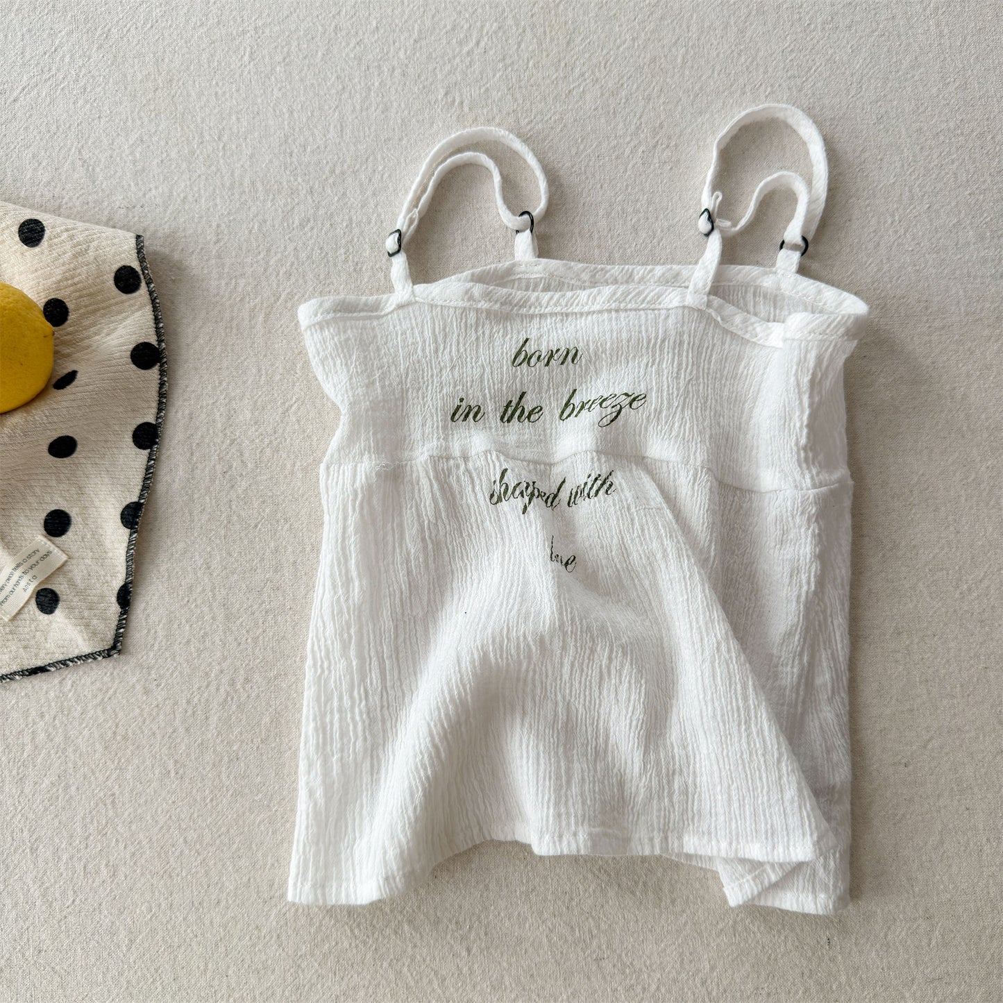 Sleeveless Adjustable Strap Cotton Camisole レタリング ノースリーブキャミソール【mh0013456】
