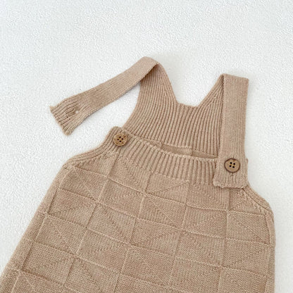 -柄編みニットサロペットロンパース【mh0010847】 - mamahalo shop - サロペットパンツ・サスペンダーパンツ -  べビー服 - 子供服 - 男の子 - 女の子