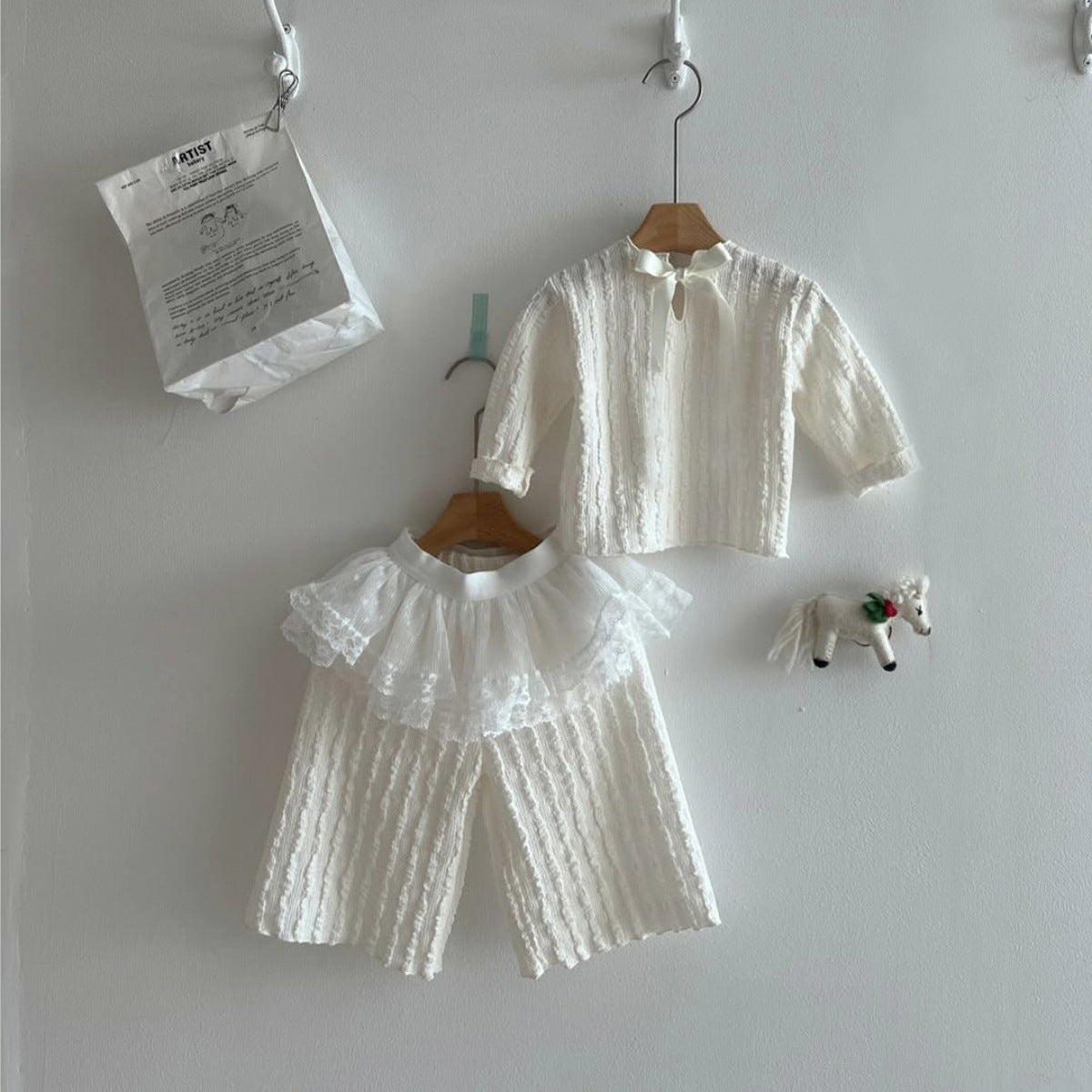 Kids' Ribbon Long-Sleeve Wide-Leg Pants Set [mh0013879]