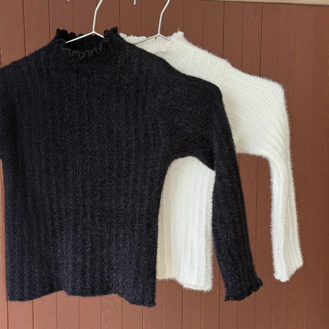 長袖ハイネックセーター フェイクミンクフリース インナートップス【mh0011898】