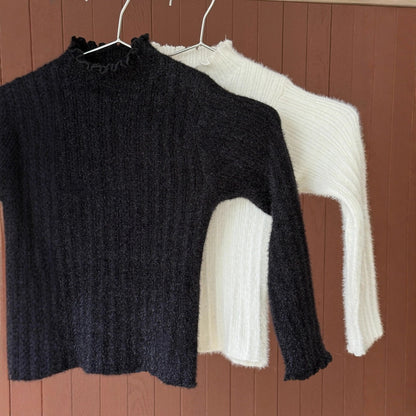 長袖ハイネックセーター フェイクミンクフリース インナートップス【mh0011898】