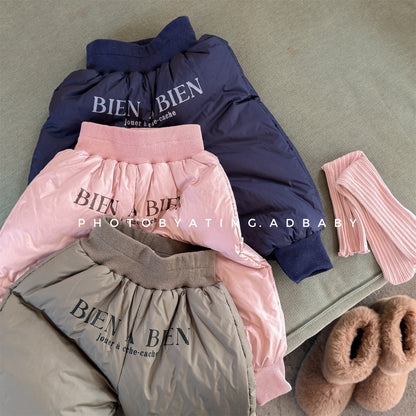 中綿防寒パンツ ジョガーパンツ 暖パン ロゴプリント【mh0011916】