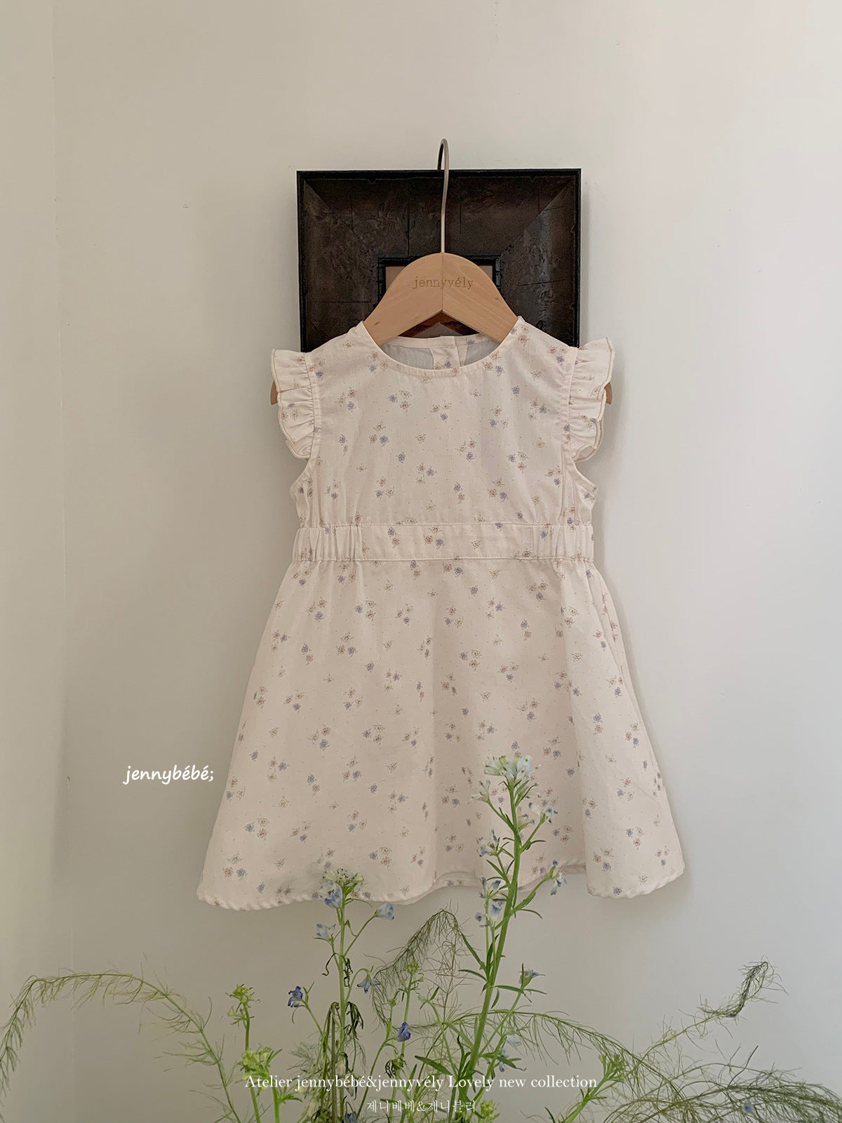 Floral Cotton Frill Dress 花柄 コットン 袖フリル ワンピース【mh0012550】