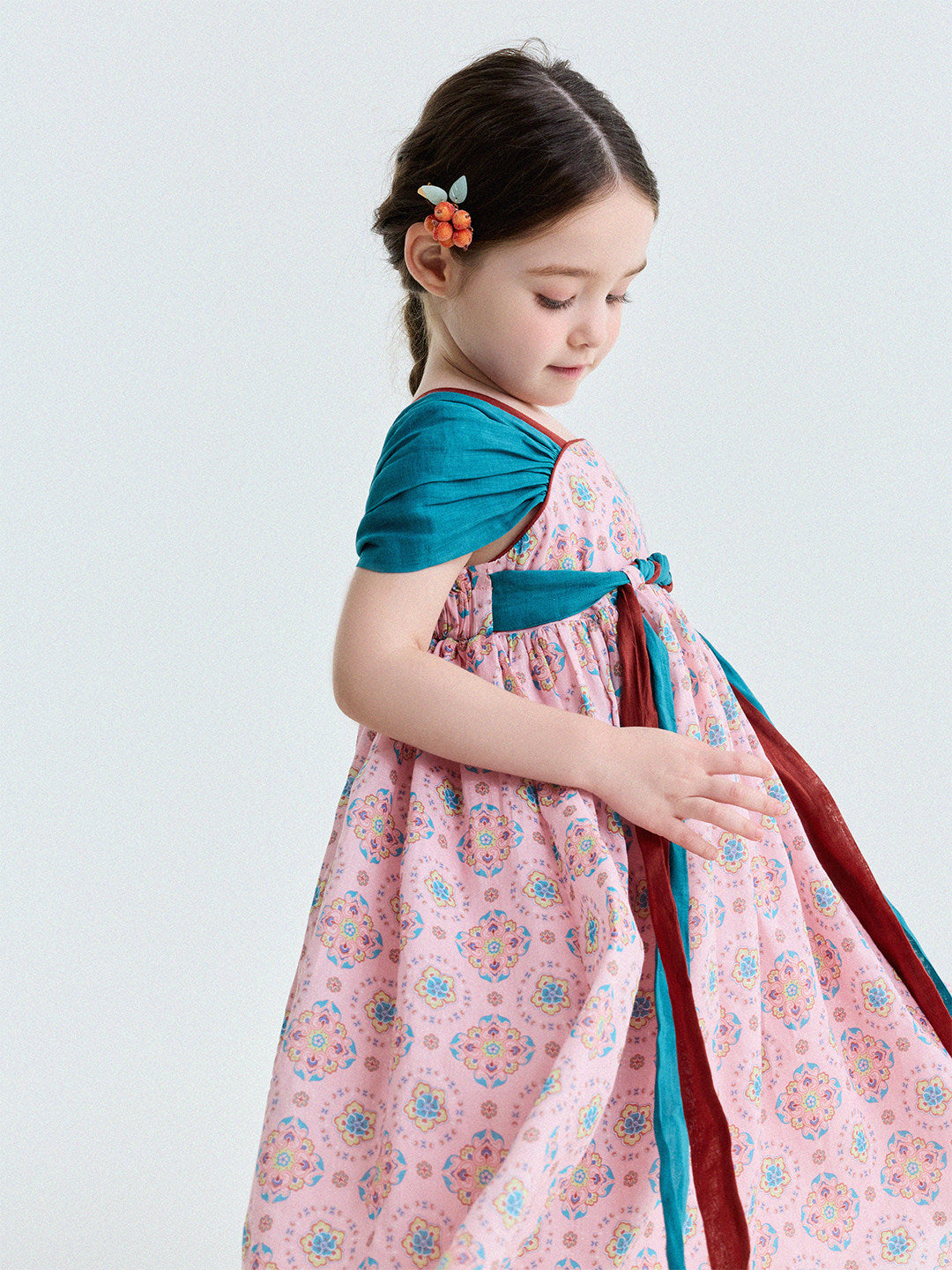 Ethnic Floral Print Dress オリエンタル調 プリントワンピース【mh0013172】