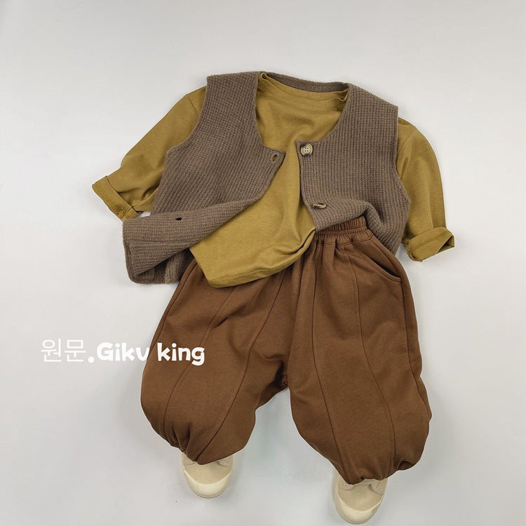 Kids Plain Tucked Loose Easy Pants [mh0013931]