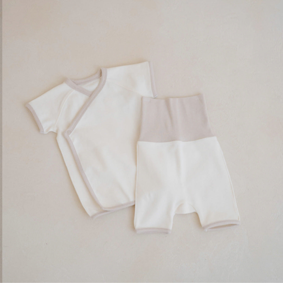 Baby Cache-Coeur Short-Sleeve Top & High-Waist Pants Set [mh0013886]