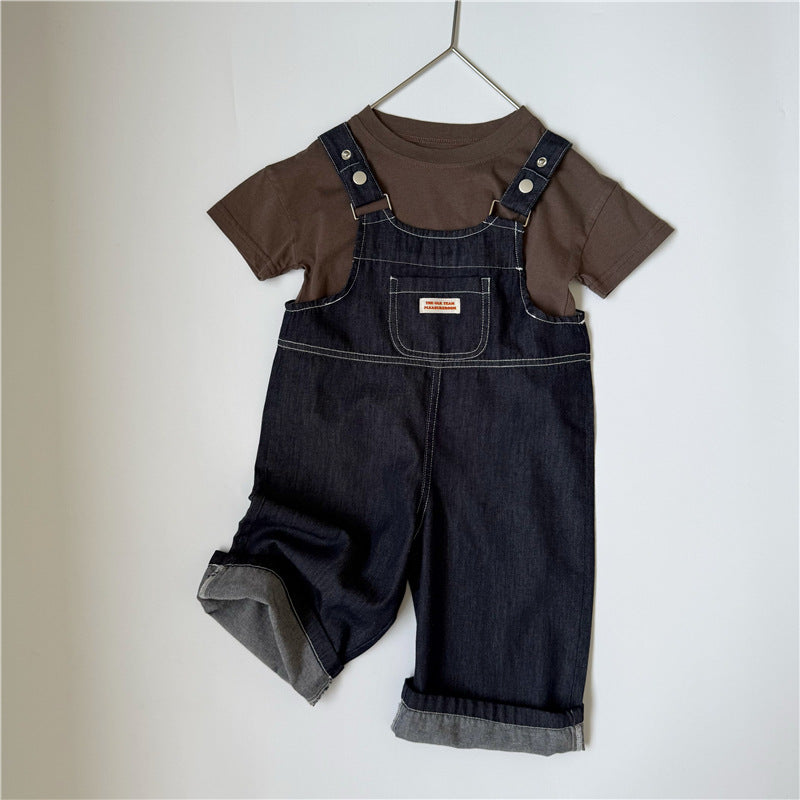 Denim Stitched Long Overalls デニム サロペットロングパンツ【mh0013650】