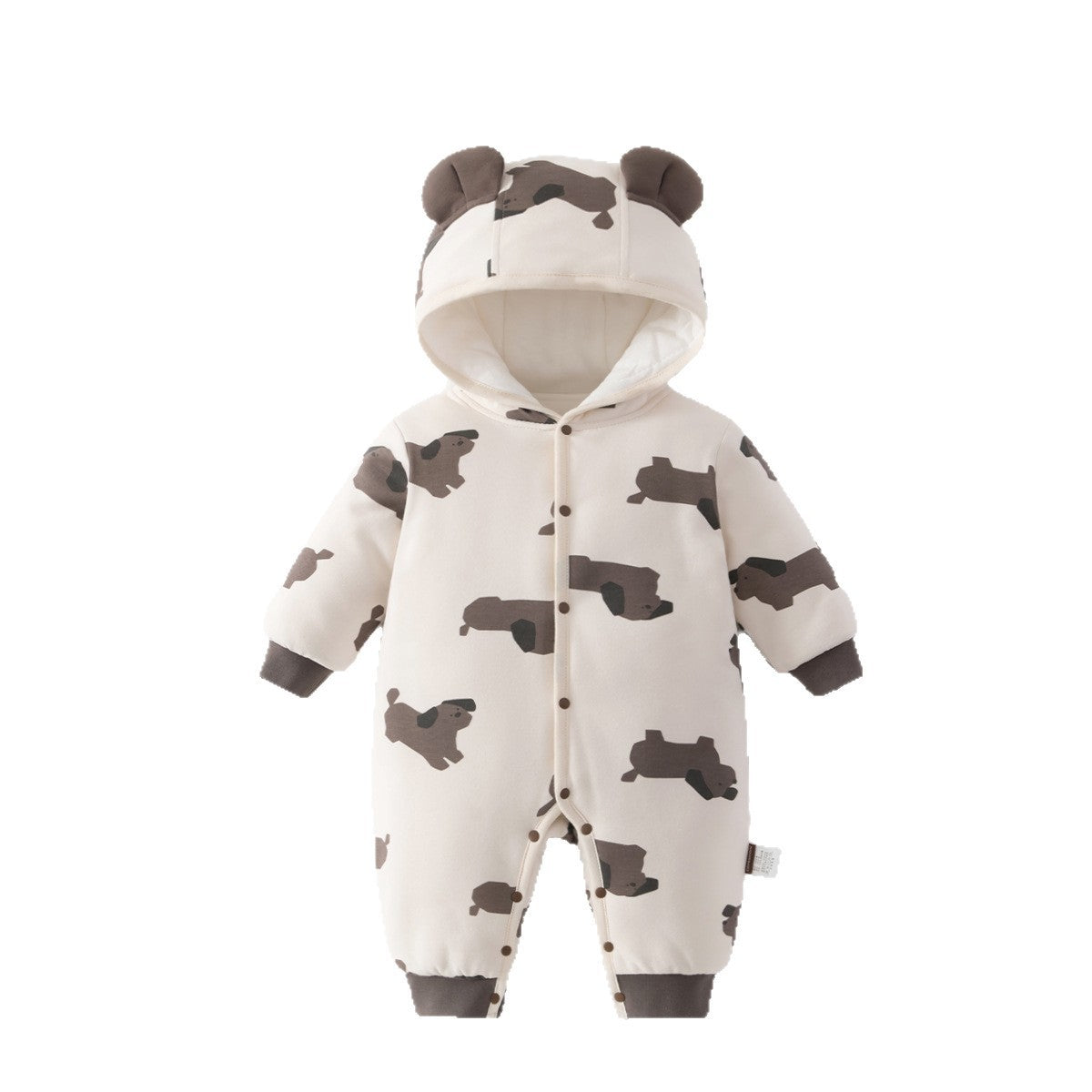 アウタージャンプスーツ 耳付きフーディ 中綿 厚手 プリント【mh0011695】