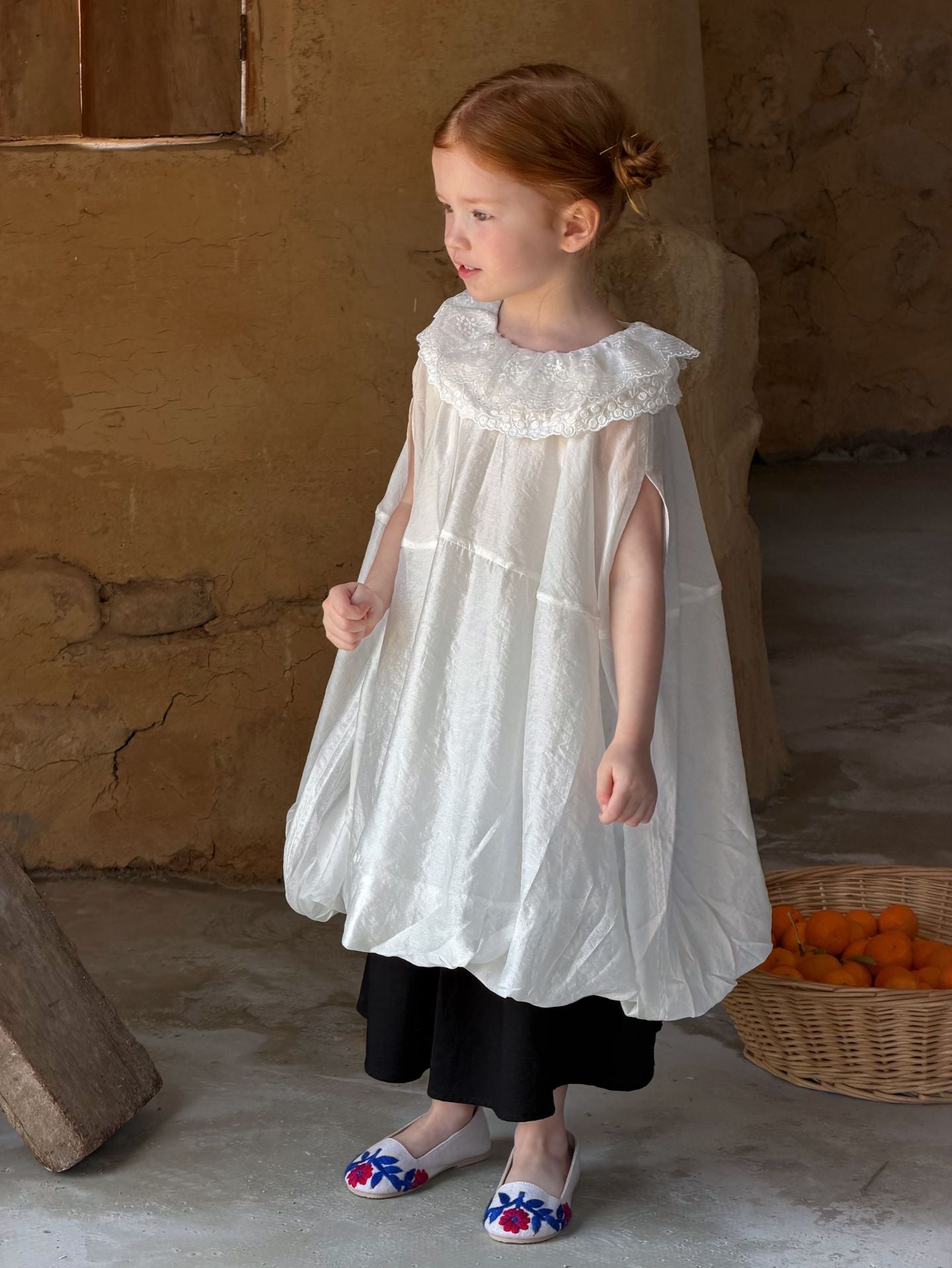Lace Collar Balloon Dress ノースリーブ バルーンワンピース【mh0013048】