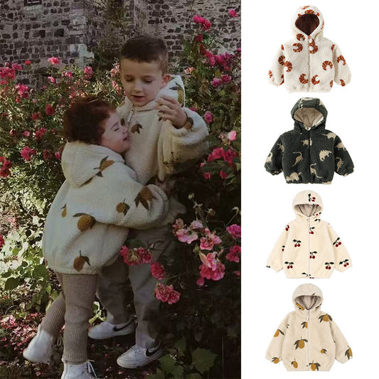 ボアジャケット 厚手 チェリーレモンダイナソーブレッド フード付 カジュアル アウター【mh0011708】