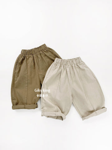 Woven Cotton Elastic Waist Tapered Pants デイリー テーパードパンツ【mh0012564】