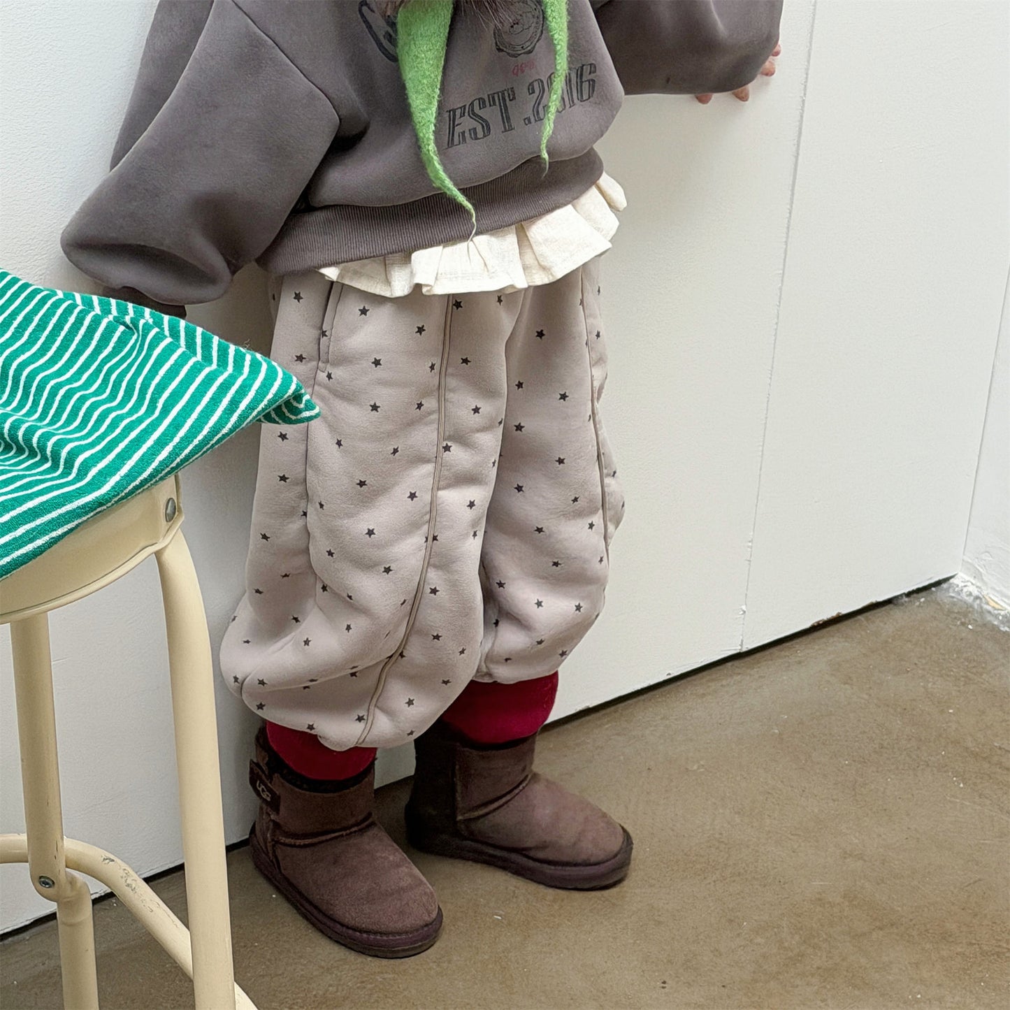 裏ボアスウェットパンツ 星スタープリント 暖パン ジャージ【mh0011907】