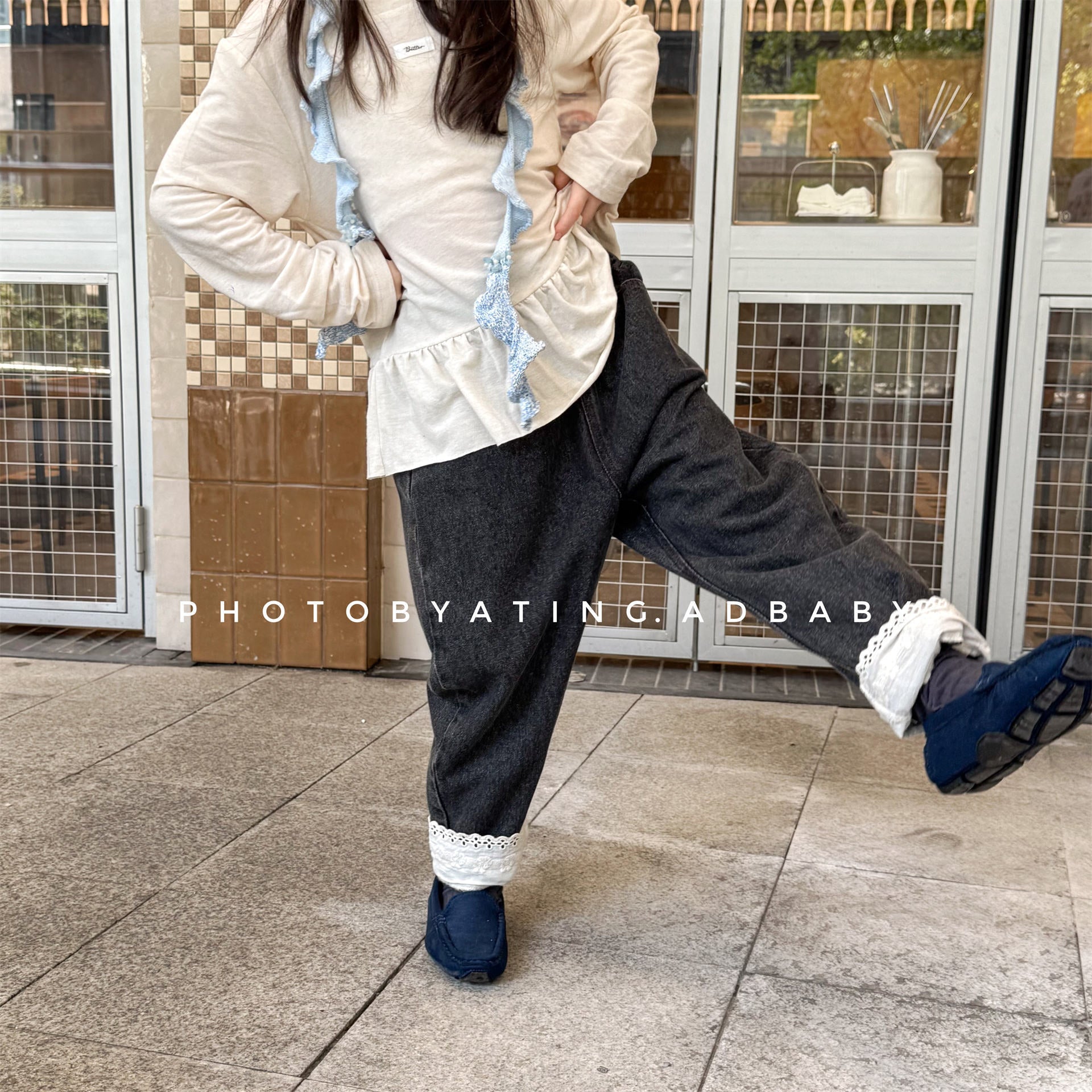 -裾レース付きデニムパンツ ジーンズ【mh0010805】 - mamahalo shop - デニムパンツ -  べビー服 - 子供服 - 男の子 - 女の子