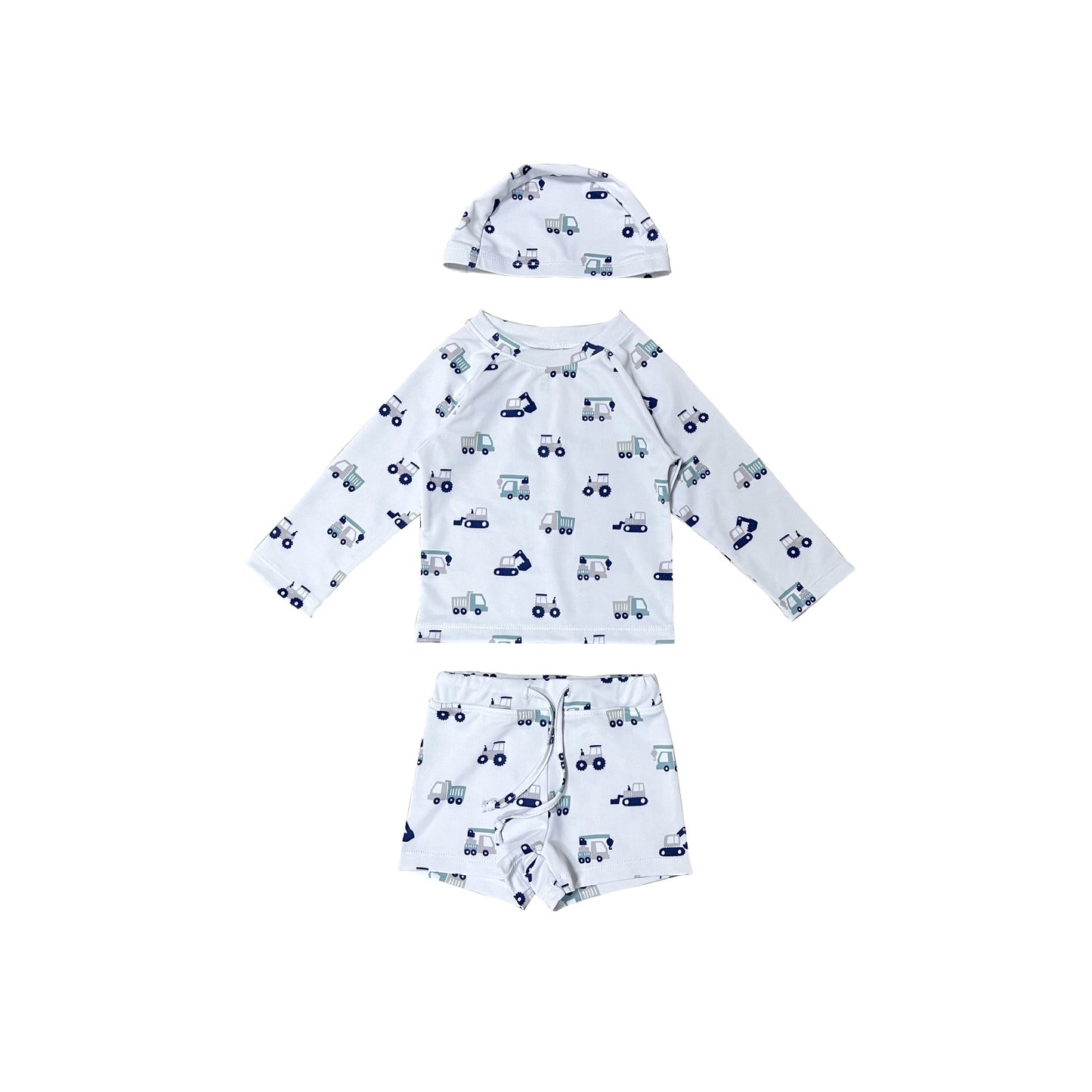 -ベビー キッズ 水着 ラッシュガード セパレート 長袖 トップス ショートパンツ 帽子 ボーイズ アニマル スペース 宇宙 スイムウェア【mh0002464】 - mamahalo shop - ベビー用水着 -  べビー服 - 子供服 - 男の子 - 女の子