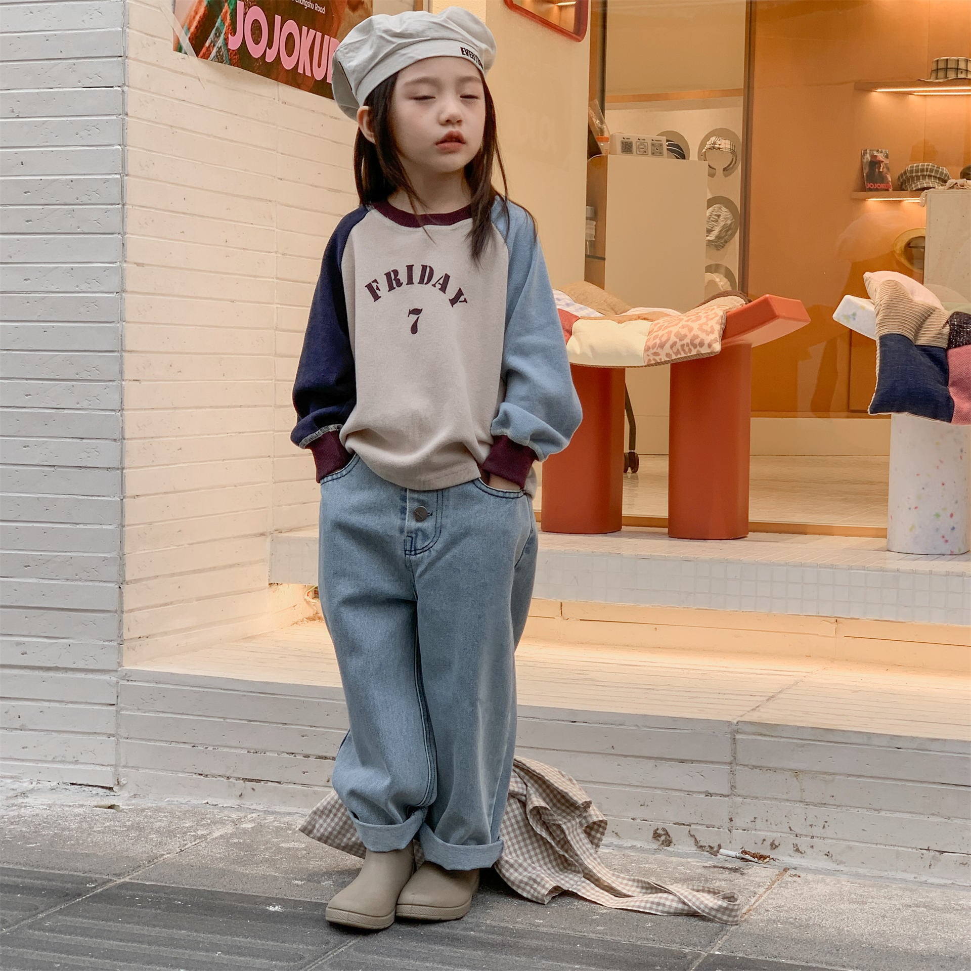 -ロゴプリント長袖スウェット ラグランTシャツ【mh0010812】 - mamahalo shop - 長袖Tシャツ -  べビー服 - 子供服 - 男の子 - 女の子