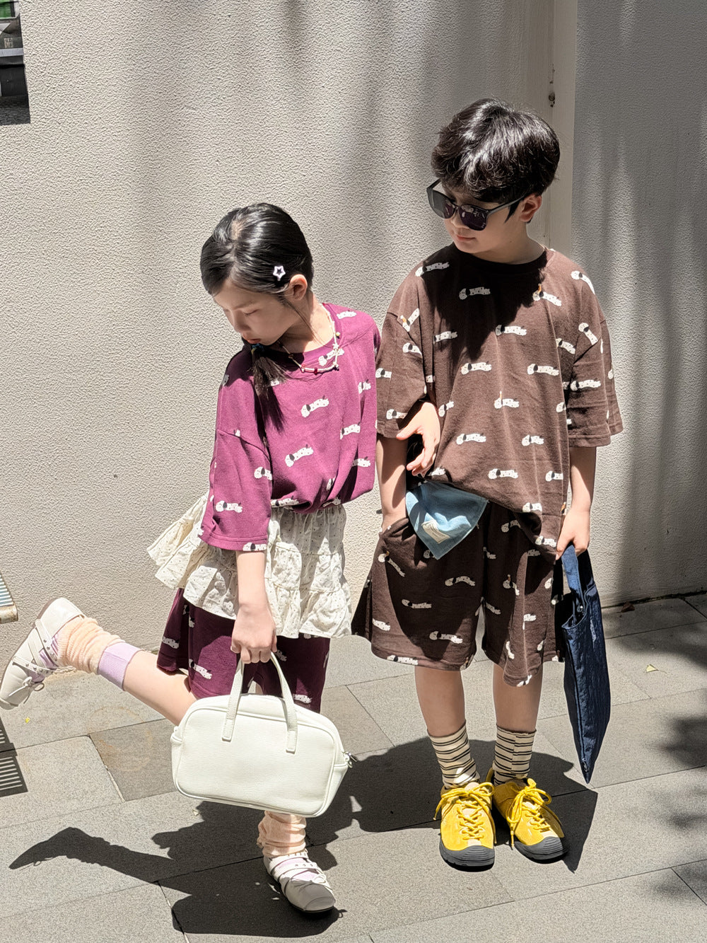 Allover Graphic Loose Top Shorts Set ドッグプリント 半袖Tシャツ ハーフパンツ【mh0013539】