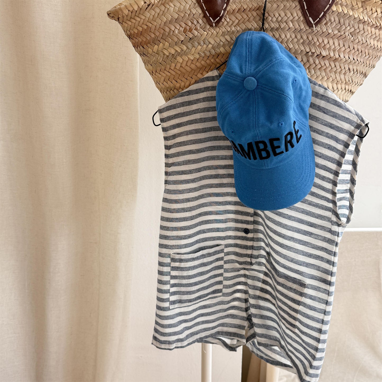 Striped Sleeveless All-in-one ボーダー ノースリーブジャンプスーツ【mh0013219】