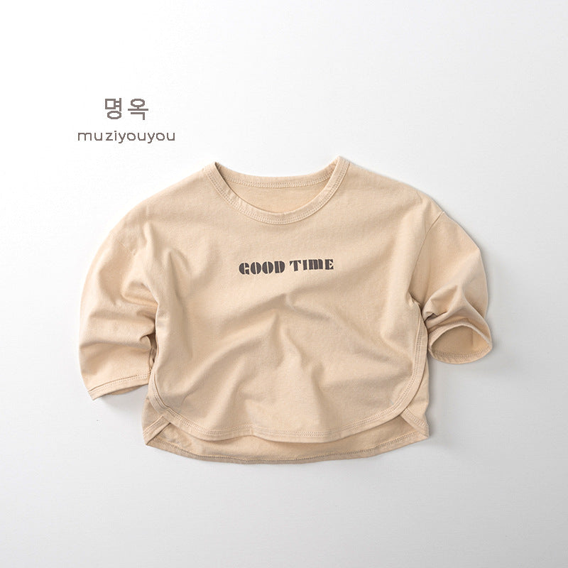 -GOOD TIMEロゴプリント長袖Tシャツ【mh0010864】 - mamahalo shop - 長袖Tシャツ -  べビー服 - 子供服 - 男の子 - 女の子