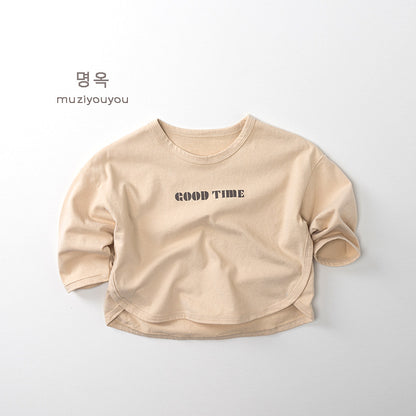 -GOOD TIMEロゴプリント長袖Tシャツ【mh0010864】 - mamahalo shop - 長袖Tシャツ -  べビー服 - 子供服 - 男の子 - 女の子