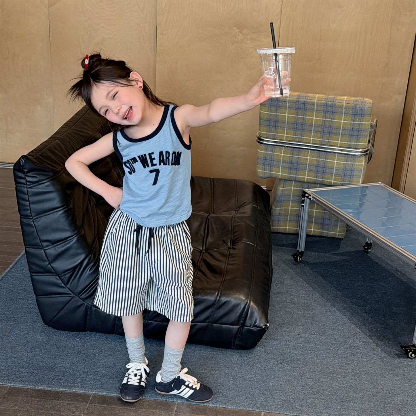 Sleeveless Slub Cotton Tank Top ブロックチェック タンクトップ【mh0013449】