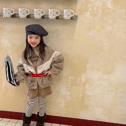 -バイカラージップアップフリースジャケットブルゾン裏起毛防寒アウター【mh0010912】 - mamahalo shop - ショートコート・ジャケット・ジャンパー -  べビー服 - 子供服 - 男の子 - 女の子