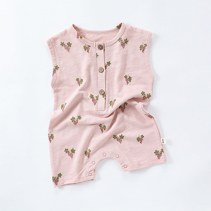 Sleeveless Fruit Plant Print Romper ベジタブル柄 ノースリーブロンパース【mh0013595】