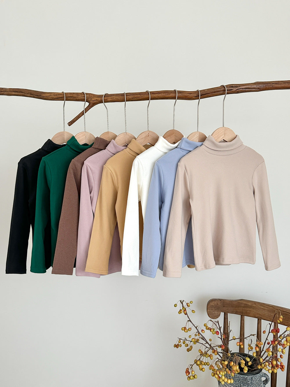 長袖Tシャツ キッズ ハイネック 無地 ベーシック くすみカラー トップス【mh0011664】