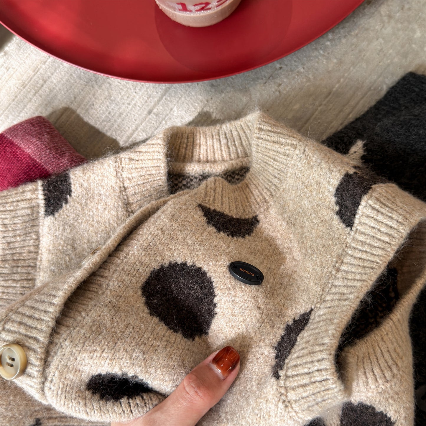 ニットベスト コインドット 水玉 前あき【mh0011922】